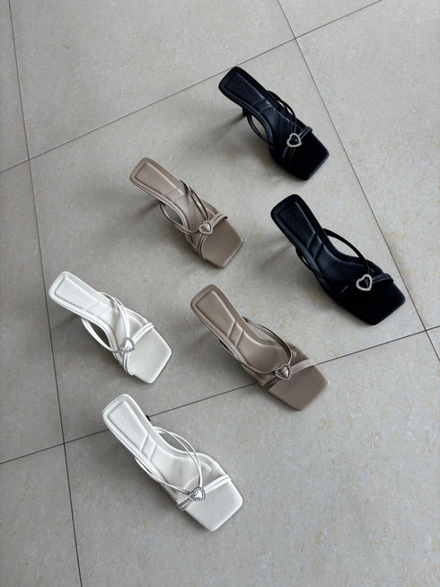 Women Square Open Toe Slid On Heel